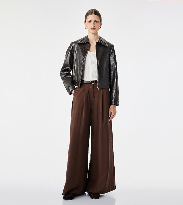 Solid Relaxed Fit Trousers