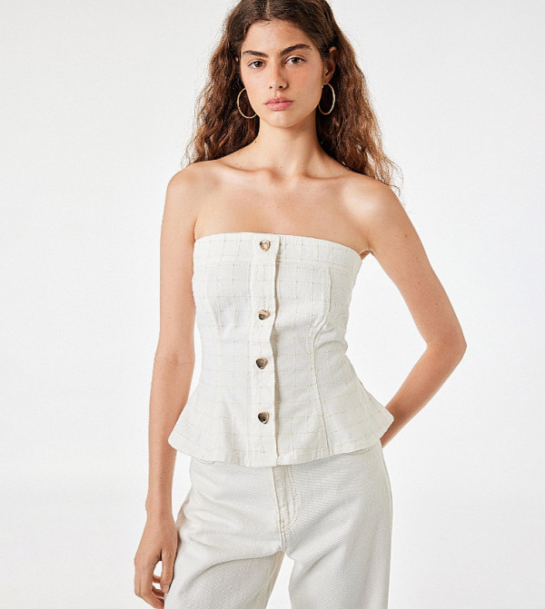 Check Strapless Corset Top