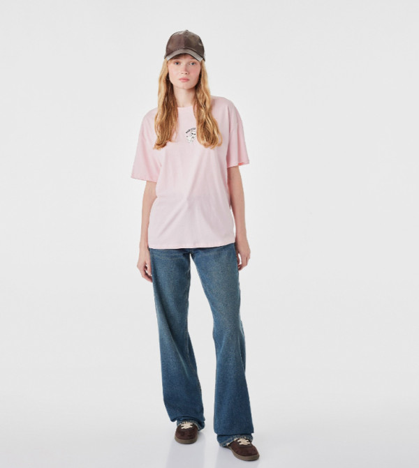 Embroidered Crew Neck Oversized T-Shirt