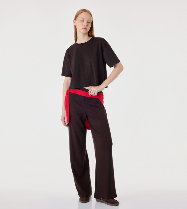 Glitter Crew Neck Oversized T-Shirt