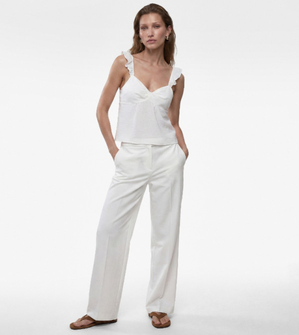 Solid Ruffle Strappy Top