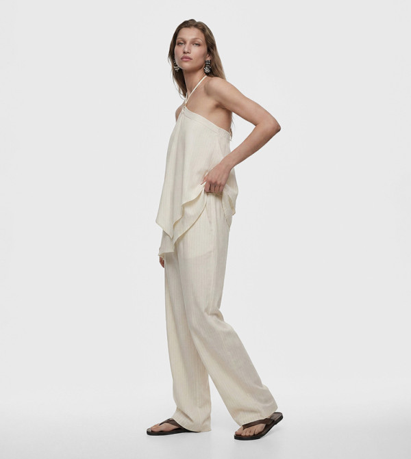 Striped High Rise Loose Fit Trousers