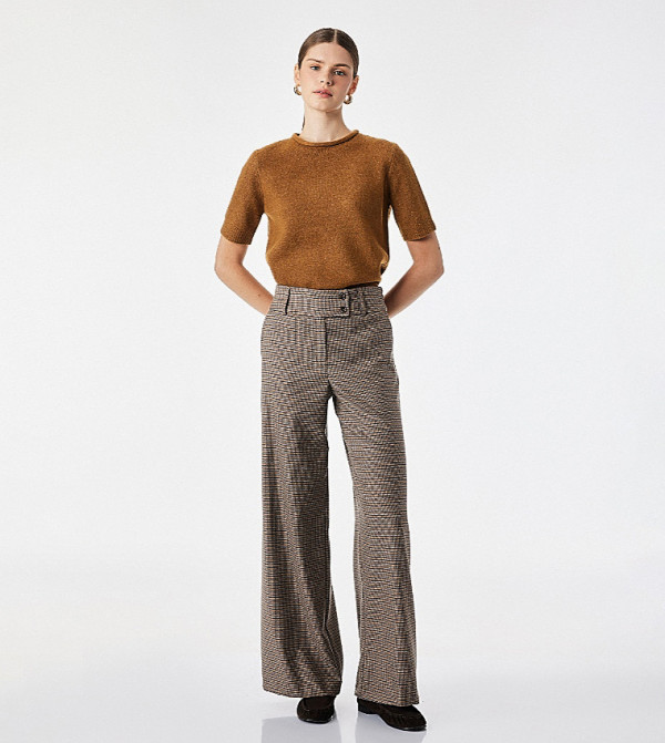 Check Wide Leg Trousers