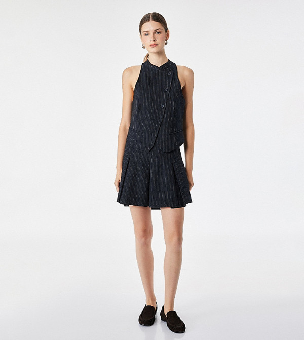 Striped Button Closure Waistcoat