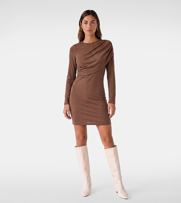 Solid Draped Bodycon Mini Dress