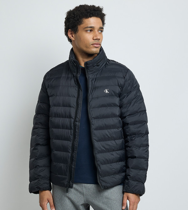 Solid Zip Puffer Jacket