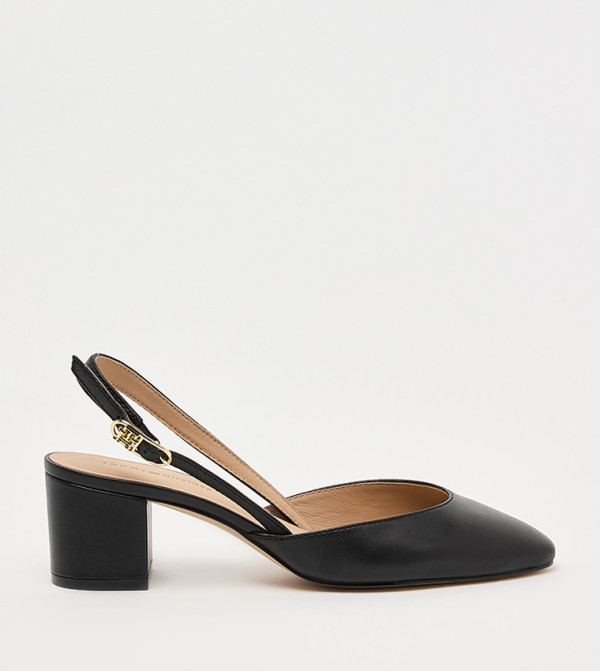 Almond Toe Block Heel Slingback Pumps