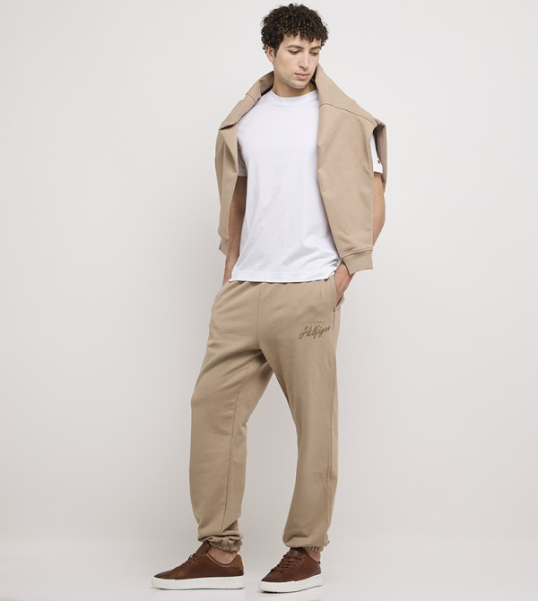Logo Embroidered Drawstring Waist Joggers