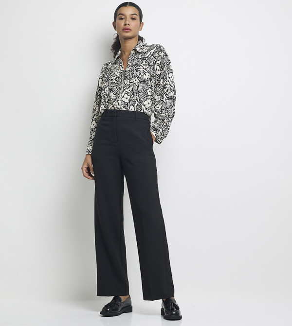 PUNTO Solid Wide Leg Pants