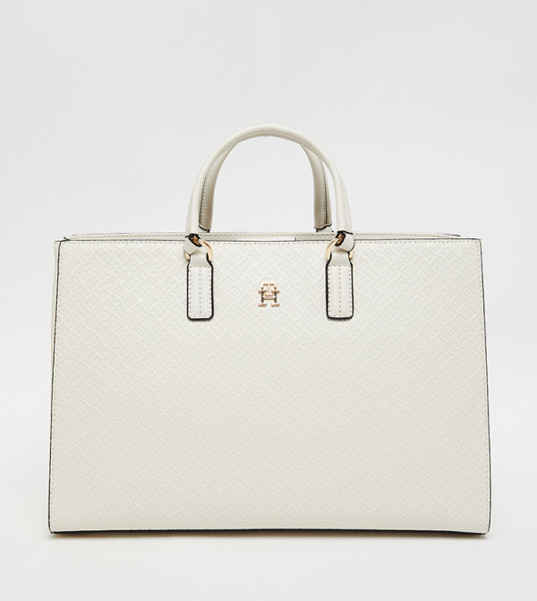 Logo Detail Zippered Tote Bag