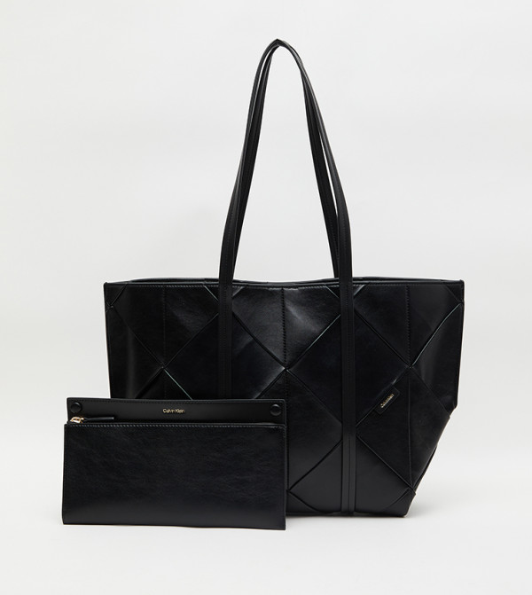Textured Zippered Tote Bag Set
