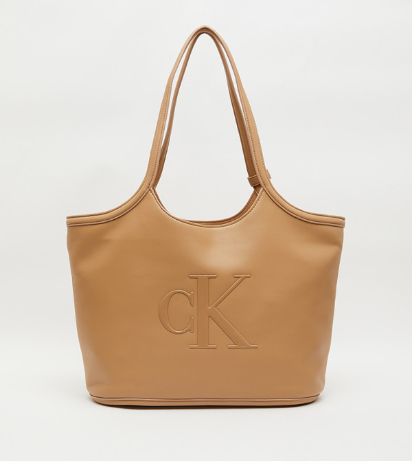 Embossed Logo Zippered Tote Bag