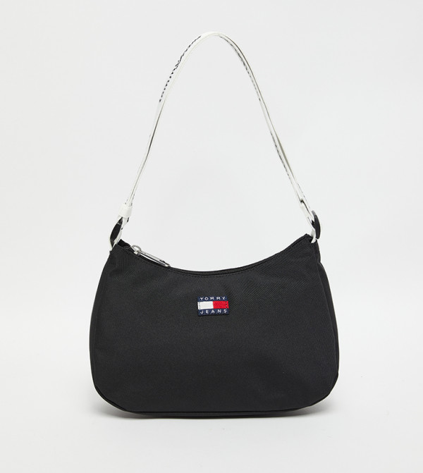 Logo Detail Zippered Shoulder Bag