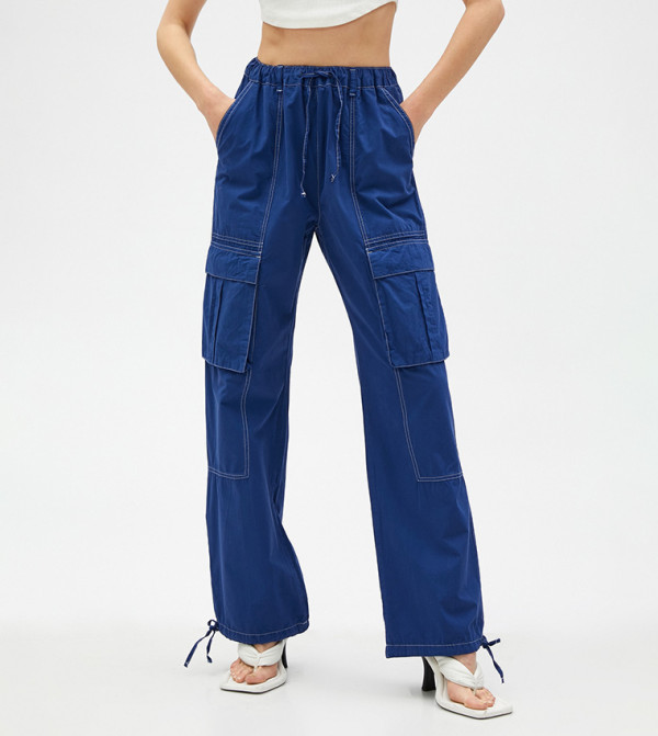 Drawstring Waist Straight Fit Cargo Pants