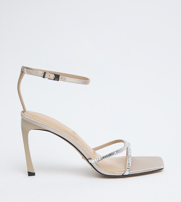 JAYLENE Embellished Ankle Strap Heeled Sandals