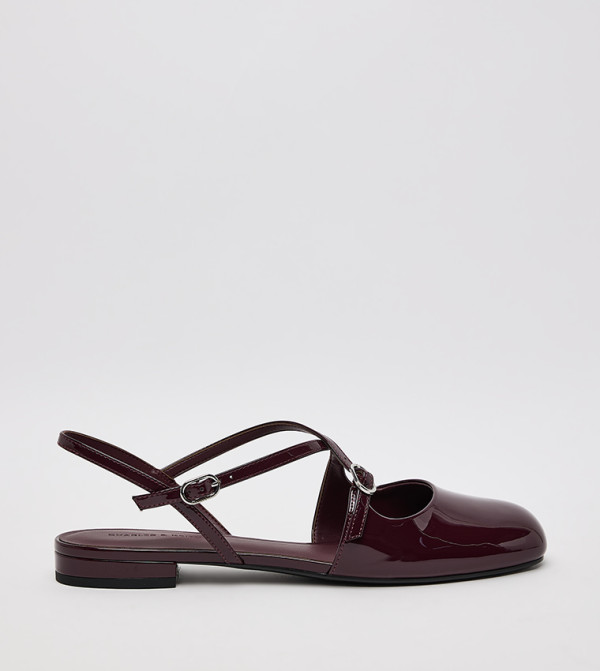 Patent Crossover Buckled Slingback Flats