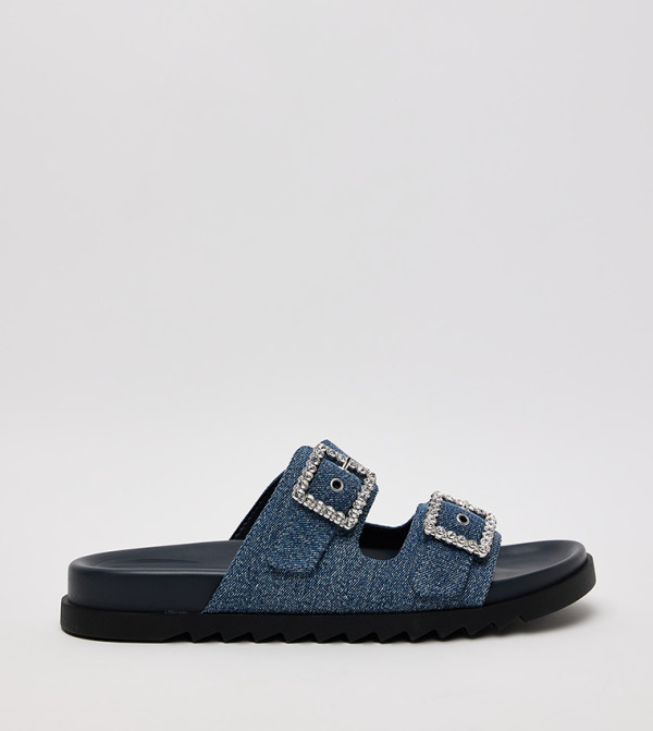 Denim Buckle Detail Comfort Sandals