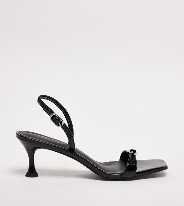 Textured Slingback Heeled Sandals