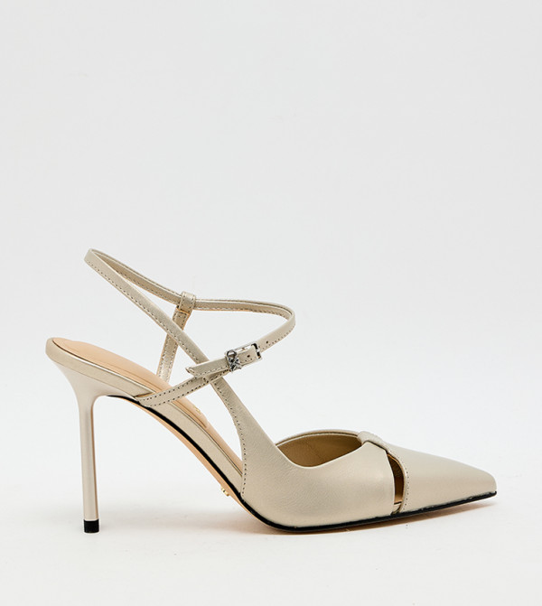 PEARLESCENT Ankle Strap Pointed Toe Pumps