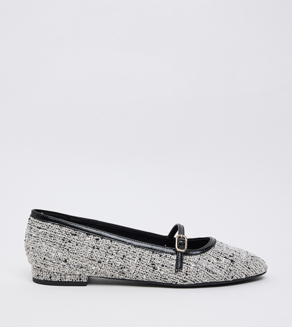 Tweed Contrast Trim Mary Janes