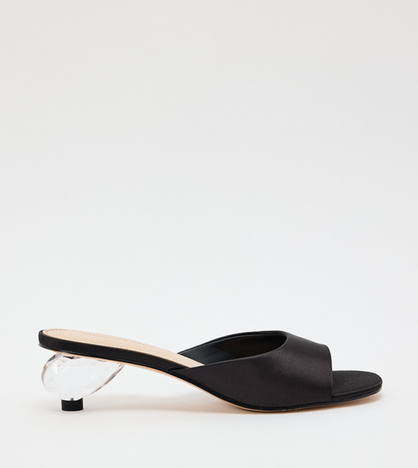 Peep Toe Satin Crystal-Heel Sandals
