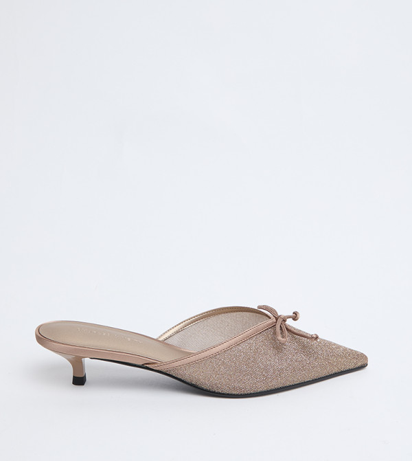 Shimmer Kitten Heel Mule Pumps
