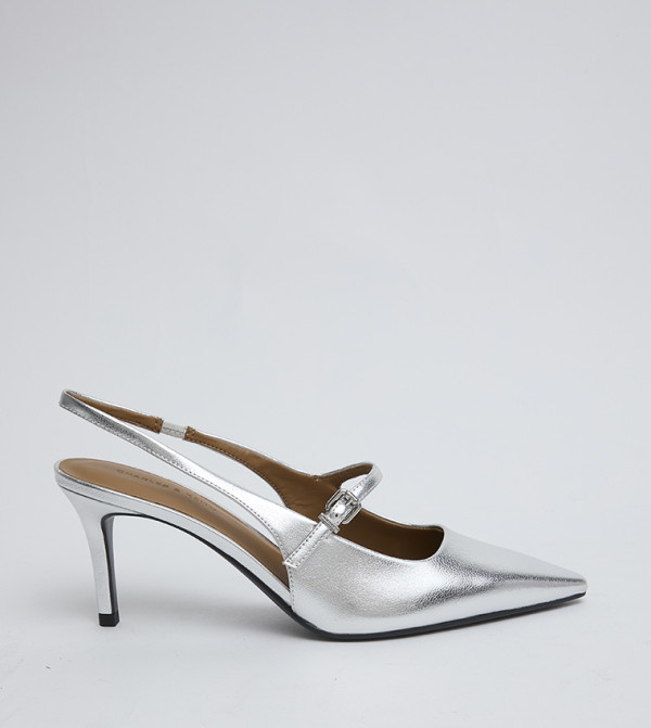 Metallic Pointed Toe Slingback Pumps