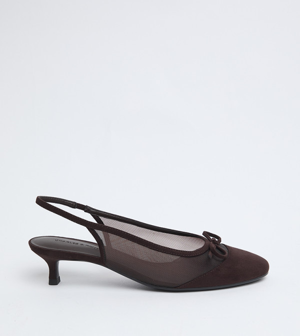 MULLIGAN Mesh Bow Detail Slingback Pumps