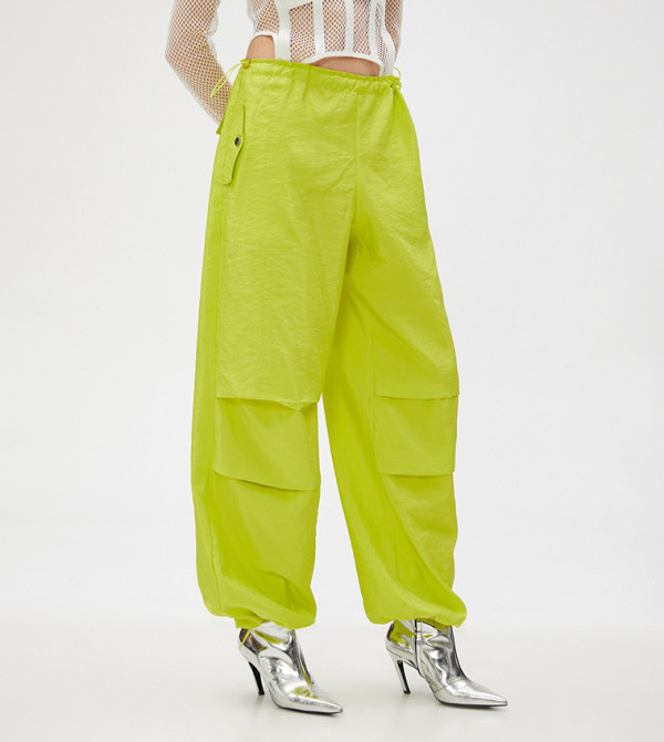 Drawstring Waist Parachute Pants