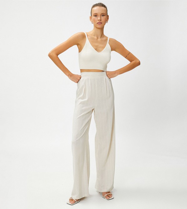 Elastic Waist Wide Leg Trousers