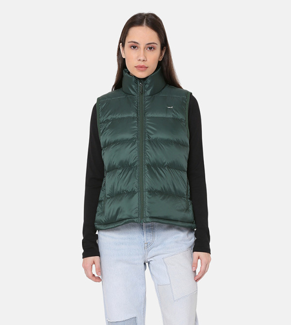 Zippered High Neck Gilet