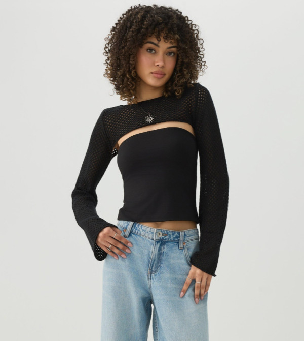 Open Stitch Knit Shrug
