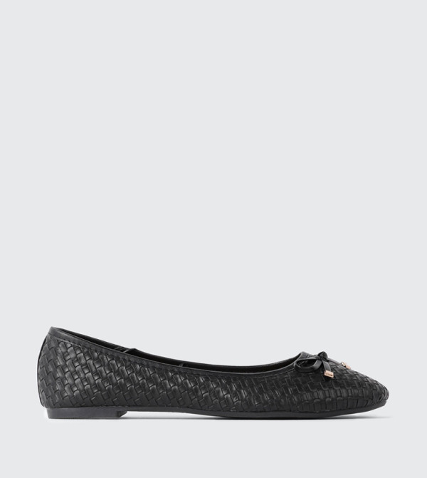 Basket Weave Bow Detail Ballerinas