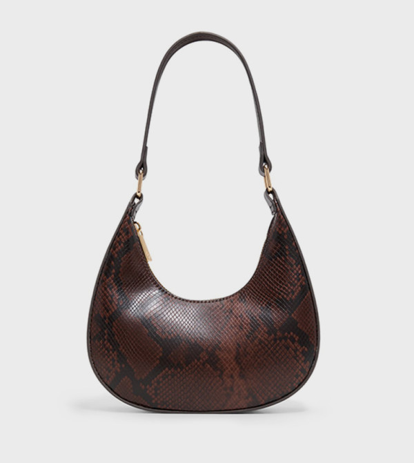 CELESTY Snakeskin Zippered Shoulder Bag