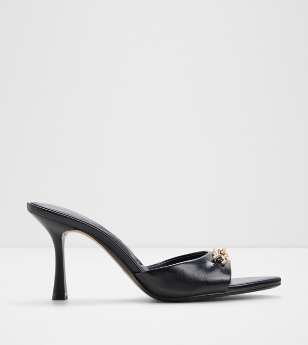 ADALYNE Metal Accent Pointed Toe Heel Sandals