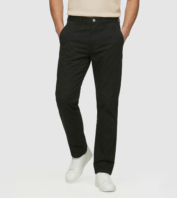 Solid Mid Rise Twill Chinos