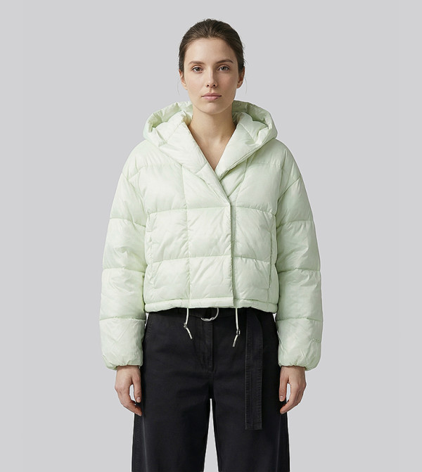 Solid Zip Hooded Jacket