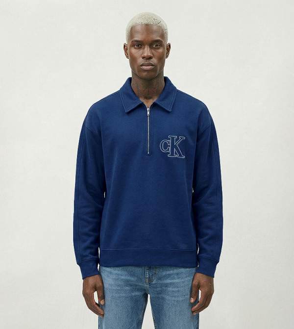 Embroidered Collared Regular Sweatshirt
