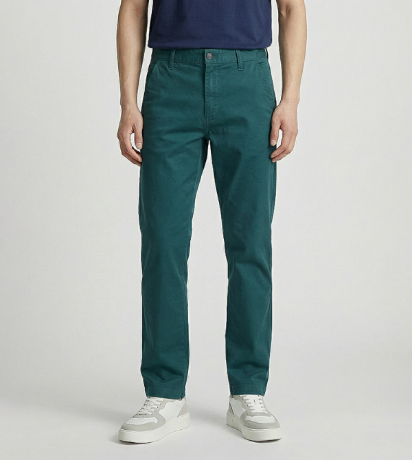 Solid Straight Fit Chinos