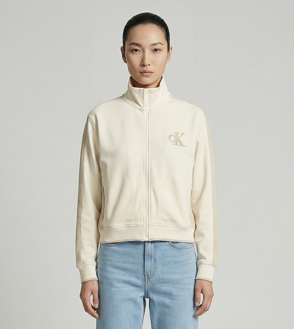 Logo Embroidered Stretch Terry Track Jacket