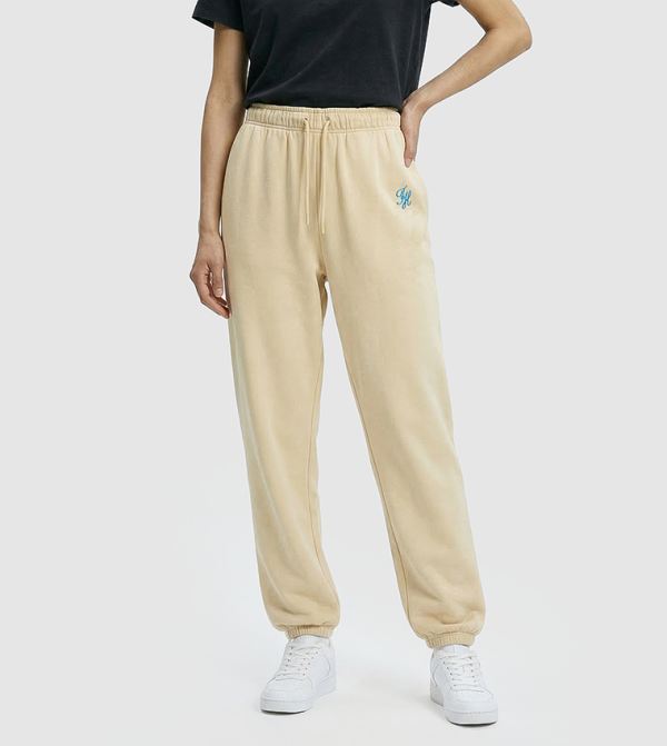 Monogram Embroidered Drawstring Waist Joggers