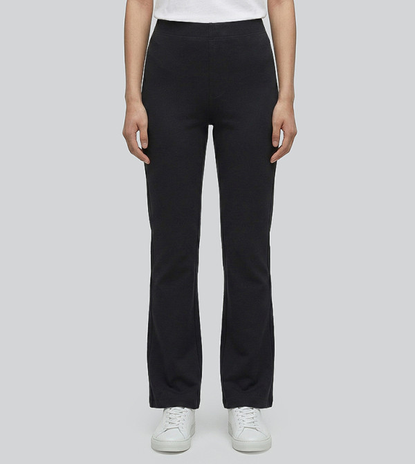 Solid Flared Casual Trousers