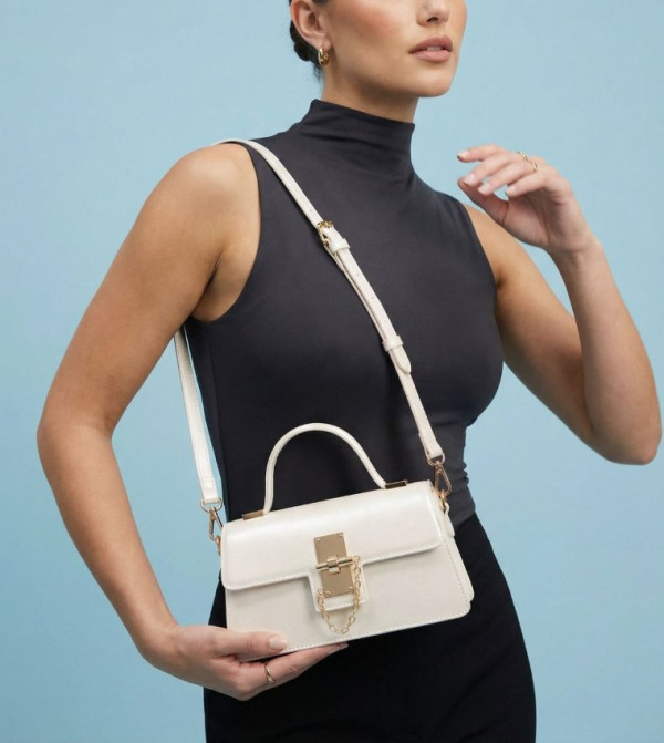 CALLUNA Textured Flap Top Handle Bag