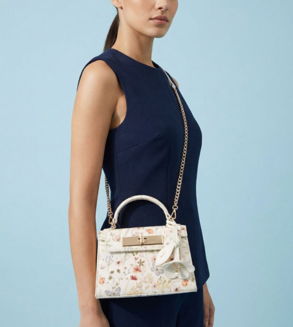 LEORA Floral Printed Flap Top Handle Bag