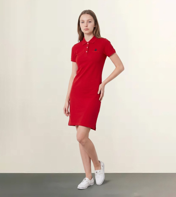 Logo Detail Polo Neck Shift Dress