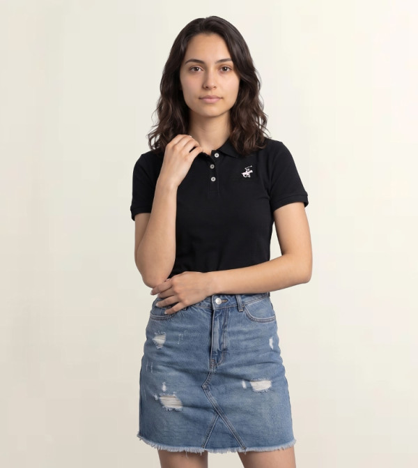 3-Button Placket Short Sleeve Polo Shirt