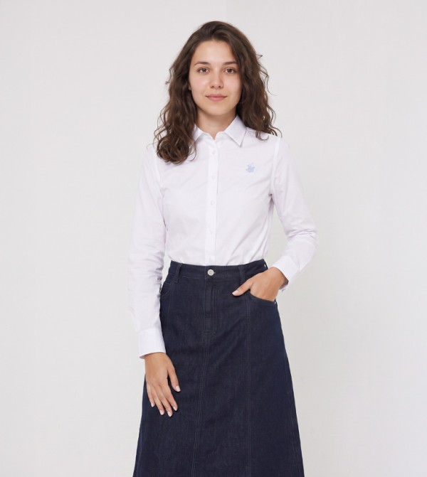 Logo Embroidered Long Sleeves Poplin Shirt