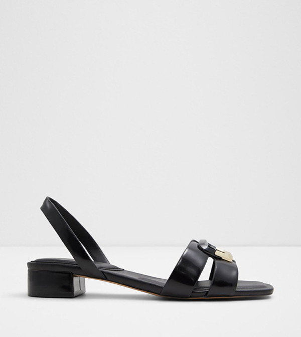 ALAMAENDAR Accessory Detail Block Heel Sandals 