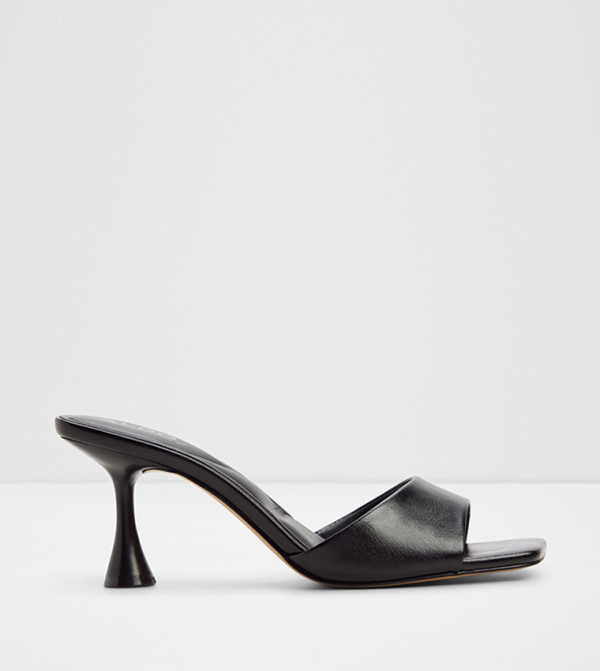 ALATHIA Textured Square Toe Heeled Sandals