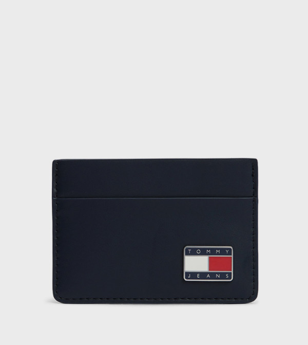 Label Detail Leather Card Holder